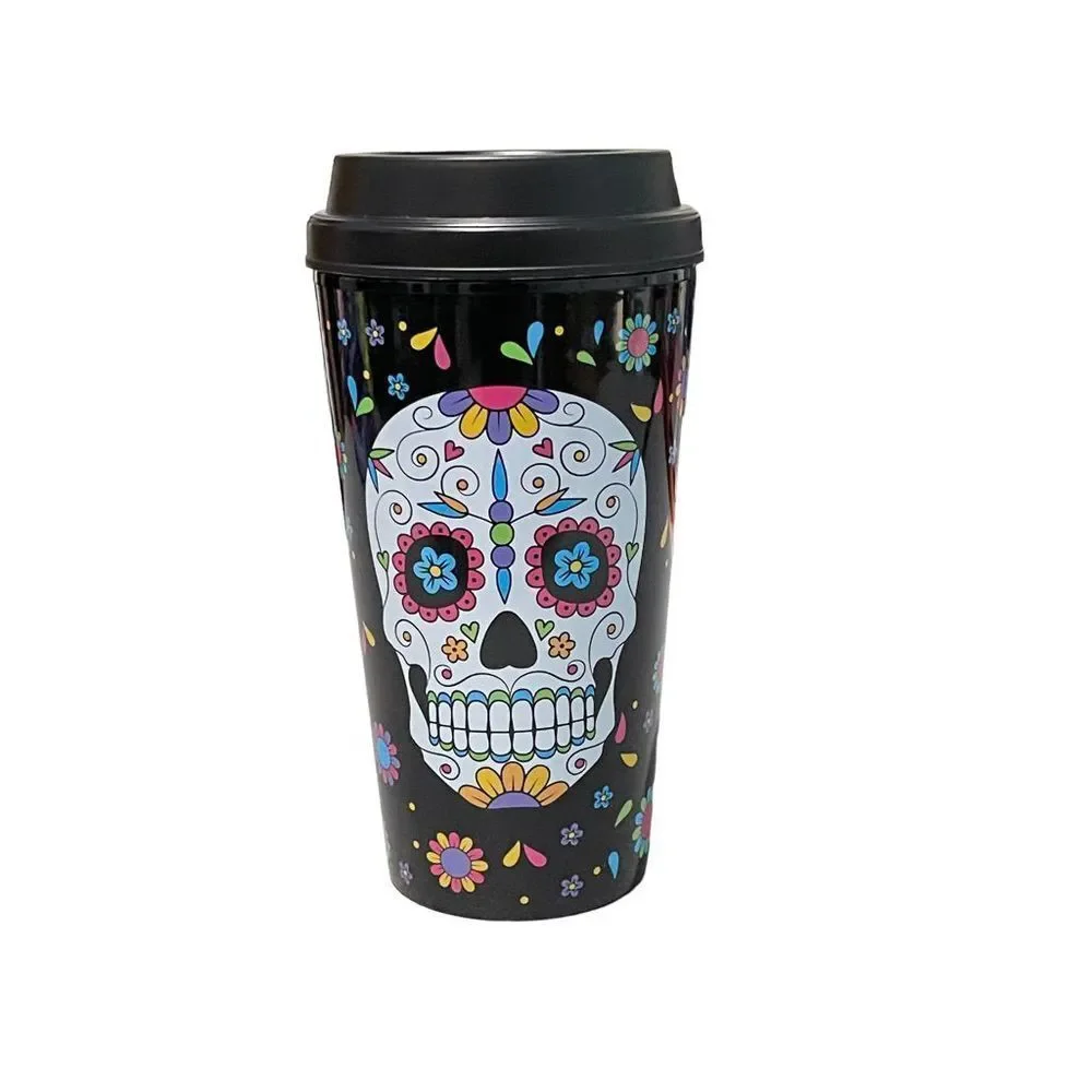 DAY OF THE DEAD TRAVEL MUG TUMBLER 16 oz NEW - Picture 1 of 3
